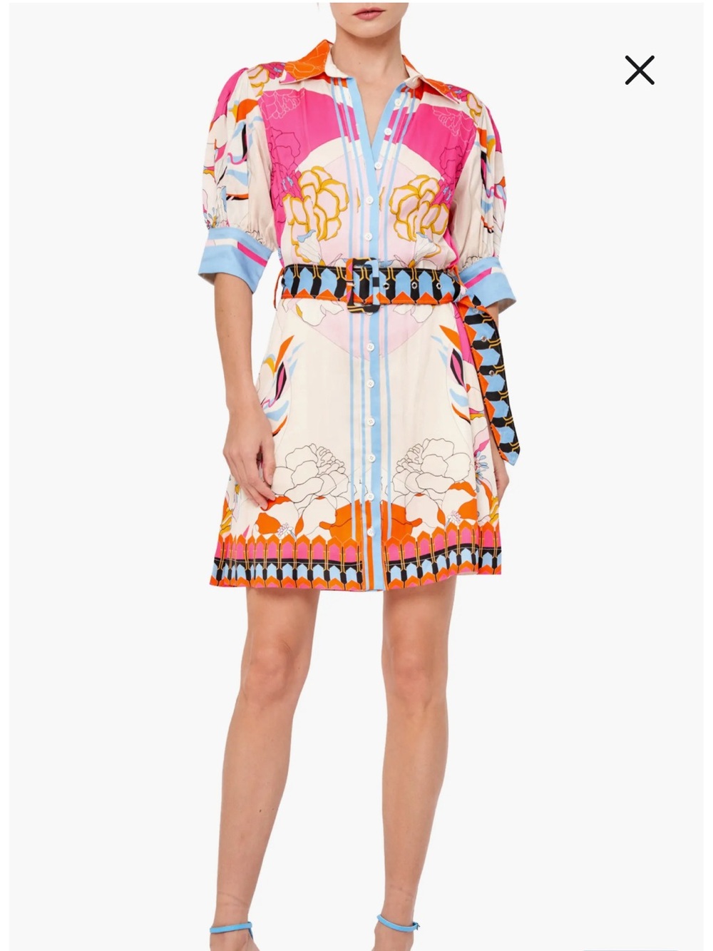 CIEBON Billy Eng Floral Mixed Print Shirtdress size L